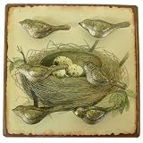 Metal Wall Plaque with 6 Gilt Bird Magnets