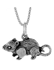 Sterling Silver Rat Pendant, 3/8 inch
