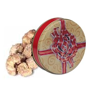 1 and 1 2 lb Bavarian Style Cinnamon Roasted Cashews Tin - Red Bow by Catoctin Kettle Korn