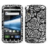 Motorola MB860 Atrix 4G Graphic Case - Silver/Black Splash Rose