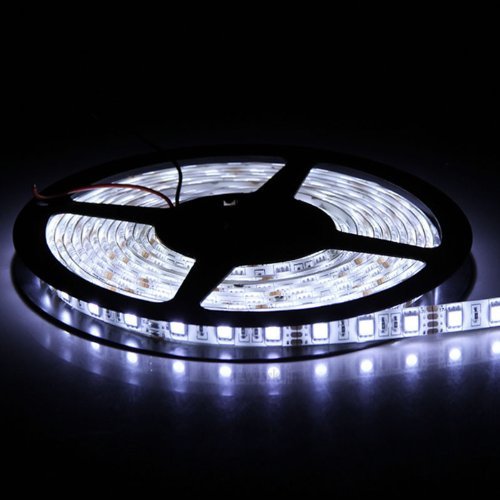 Led World 16.4ft 5M 5050 SMD 300 LED Cool White Waterproof Flexible LED Strip light 12V 60LED/M