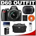 Nikon D60 Digital SLR Camera with 18-55mm AF-S VR Zoom Lens + Nikon 55-200mm AF-S Zoom Lens + EN-EL9 Battery + Case + Cameta Bonus Accessory Kit