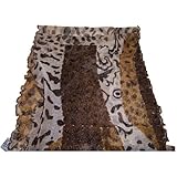 Abstract Multi Animal Print Scarf with Metallic Accents Ruffled Lettuce Edge Brown Multi