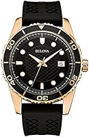 Bulova Classic Sports Men's Quartz Watch with Black Dial Analogue Display and Black Silicone Strap 98B261