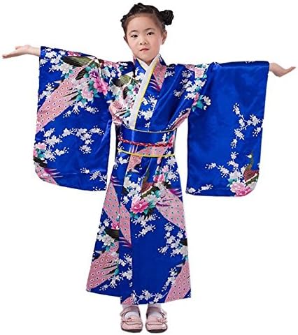Skymould Little Girls¡¯ Silk Yukata Flower Kimono Robe Japanese Traditional Costume Dress