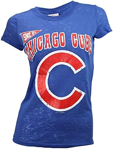 Women's MLB Burnout Pennant T-Shirt (Chicago Cubs, Medium)