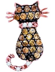 0.33CTW COGNAC DIAMOND CAT PENDANT