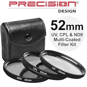 Precision Design 3-Piece Multi-Coated HD Pro Filter Kit (52mm UV/CPL/ND8)