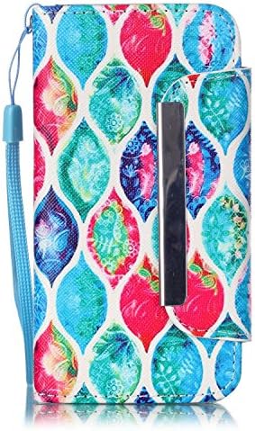 iPhone 5S Cover, New iphone SE Case, ESKK Wallet Flip Case Wrist Band Build-in Card Slots, Stylish Slim Stand Cover for Apple iPhone SE / 5S (Colorful)