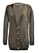 Ladies Long Sleeve Button Up Chunky Cabel Knitted Grandad Cardigan (M/L(12-14), Brown)