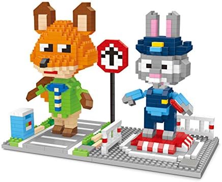 Set of 2 Zootopia Series Rabbit Judy Hopps and Red Fox Nick Wilde styling DIY Building Block Toy Set -Best Gift for Boys and Girls,Teens, Aduit