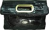 Vecceli Italy Crocodile Skin Embossed Black Clutch Handbag Designed by Ronella Lucci CL-111CROCBLK