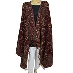 Wrap Shawl Antique Paisley Pattern Wool Accessory 84 x 40 inches
