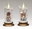 Set of 2 Bristol Falls LED Lighted Clear Pillar Victorian Christmas Candles 8"