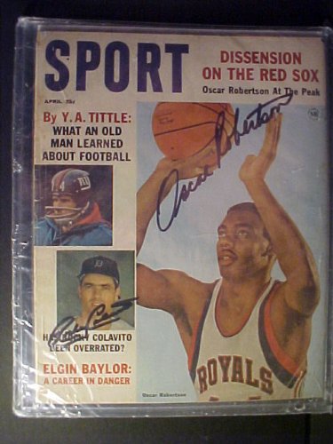 Oscar Robertson Cincinnati Royals & Rocky Colavito Detroit Tigers Autographed April 1954 Sport Magazine
