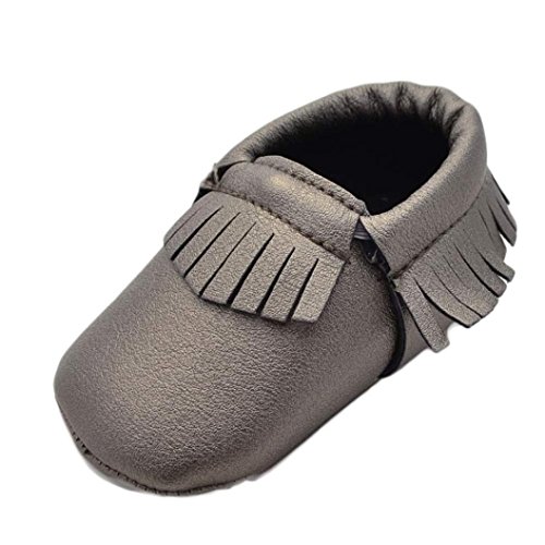 Voberry® Infant Baby Tassels Sneakers Soft Sole Anti-Slip Prewalker Toddler Moccasins (12~18 Month, Grey)