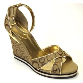 Women's Wedge Sandals: GUESS Women's Techno 2 Band Logo Wedge