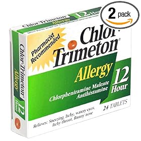 Chlor-Trimeton Allergy Chlorpheniramine Maleate Antihistamine, 12 Hour, 24 Tablets (Pack of 2)