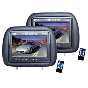 PYLE HEADREST 7IN LCD MONITORS BLACK PAIR by Pyle