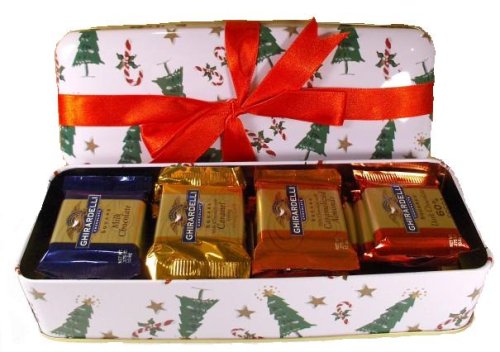 Ghirardelli Chocolate Squares Holiday Gift Tin with Bow, 20 Chocolate Squares