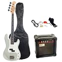 Austin Bazaar Electric Bass Pack with 15 Watt Amp - Silver