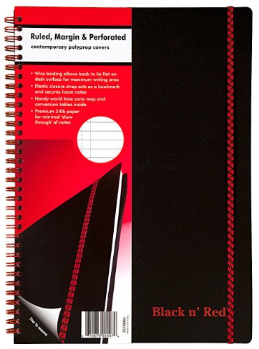 Black n' Red Twin Wire Poly Cover Notebook, 11-3/4 x 8-1/4 Inches, Black, 70 sheets (140 pages) (E67008) Black n' Red Twin Wire Poly Cover Notebook, 11-3/4 x 8-1/4 Inches, Black, 70 sheets (140 pages) (E67008)