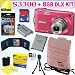 Nikon COOLPIX S3300 16 MP Digital Camera (Pink) + EN-EL19 Battery + 8GB Accessory Kit