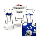 Chrome Bar Table & 2 Chrome 29" Indianapolis Colts NFL Fabric Seat Barstool ....