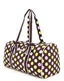 Large Quilted Polka Dots Print Duffle Bag (Brown/Multi)