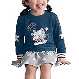 【Disney】ディズニー　レイヤード風ワンピース　ミッキー＆ミニー　ネイビー　80