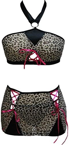 JeFF Women Lingerie Leopard Bra + Skirt And Thong Lingerie Set