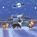 On The Farm Cat Border Collie & Cockerel Christmas Cards Pack