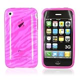 for iPhone 3Gs Crystal Silicone Case Zebra Print Pink
