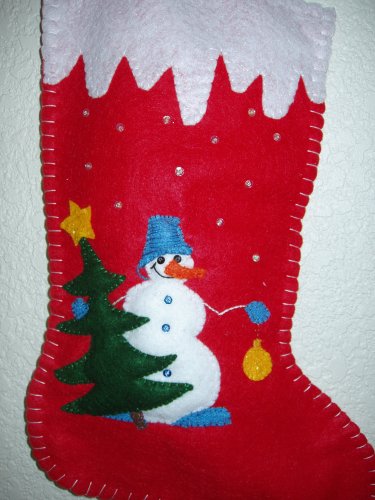 Personalized Handmade 16" Christmas Stocking Snowman with Tree