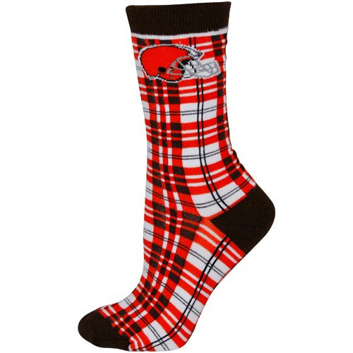Cleveland Browns Ladies Orange-Brown Plaid Socks