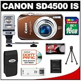 Canon PowerShot SD4500 IS Digital Elph Camera (Brown) with 16GB Card + Case + FL-VL Bracket + Accessory Kit
