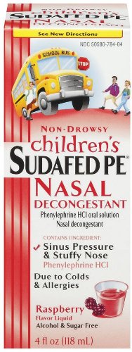 Children's Sudafed Pe Nasal Decongestant Liquid-Raspberry-4 ounces