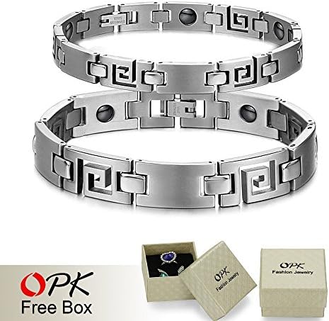 OPK JEWELRY BRACELET Healing Stainless Steel Magnetic Bracelet Mosaic of 16 natural bio-magnetic Care bracelet 3108