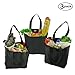 Simple Ecology Organic Cotton Deluxe Reusable Grocery Shopping Bag with Bottle Sleeves and Rigid Bottom Support (UPDATED DESIGN) - Black 3 Pack