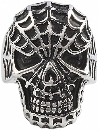 Luostdo9090 Unisex Heavy Stainless Steel Spider Man Superhero Skull Biker Rings(13)