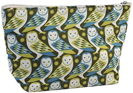Dana Herbert Lily Large Lined Flat Cotton Cosmetic Bag Owl Print