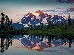 Mt. Shuksan Dusk, Reflected in Picture Lake in the Northern Cascades - Inspiring 16x20 Photographic Print by Brendan Reals