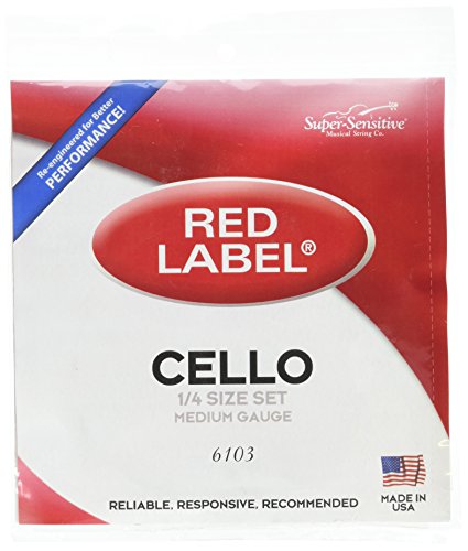 Super Sensitive 6103 Red Label Cello String Set, 1/4 Size, Medium