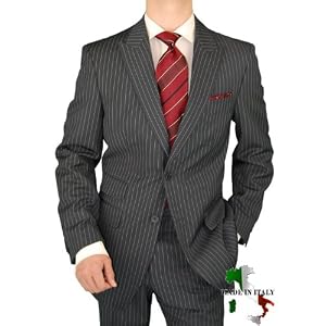 Gino Valentino Peak Lapel Ticket Pocket Suit Made in Italy Wool Silk Mens Suit 150's Hand Made Two...