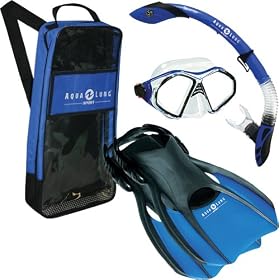 US Divers Snorkeling Scuba Dive Mask Fins Dry Snorkel Gear Set
