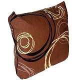 Filled Cushion Pillow 43cm Brown Cream With Circles New