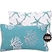 Chloe & Olive Wonders of The Seas Turquoise Collection Ocean Coral and Star Fish Lumbar Pillow Cover, 12 by 20-Inch, Blue