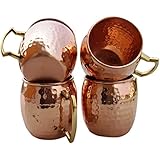 Hammered Copper Moscow Mule Mug Handmade of 100% Pure Copper, Brass Handle Hammered Moscow Mule Mug / Cup....
