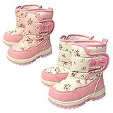 ベビー スノーブーツ 靴 UZULAND 撥水 ボア中敷 小花柄 リボン ベビー キッズ 13-15cm (1.アイボリー/14cm)