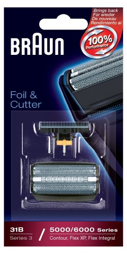 Braun Replacement Foil & Cutter - 31B, Series 3, Contour, Flex XP, Flex Integral - 5000/6000 Series - Black